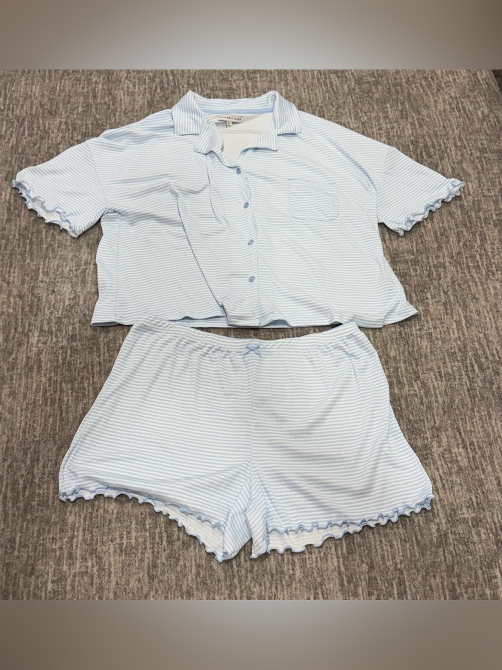 Sincerely Jules Light Blue & White Striped Short Pajama Set